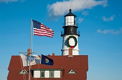 American Flags During Holiday at Portland Head Lighthouse